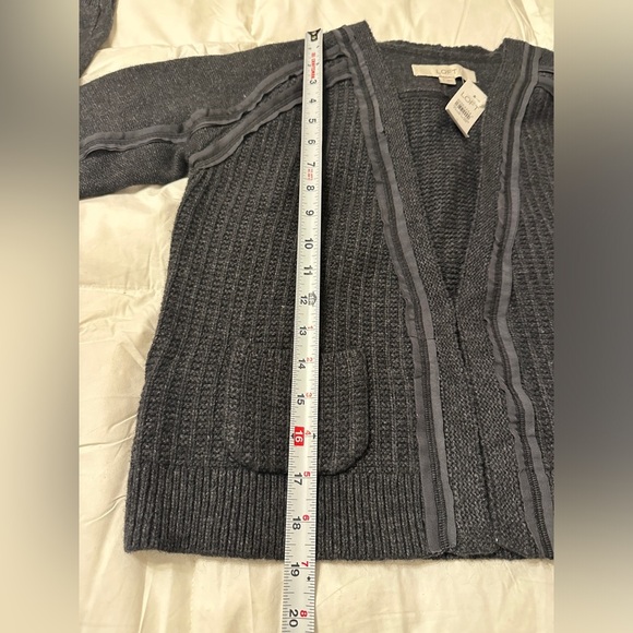 LOFT Dark Grey Sweater Cardigan - NWT - Size 2 - Picture 9 of 10